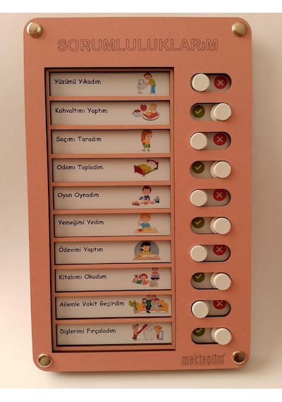 Eğitici Günlük Rutin Checklist Görev Ve Sorumluluk Tablosu Pembe Genel