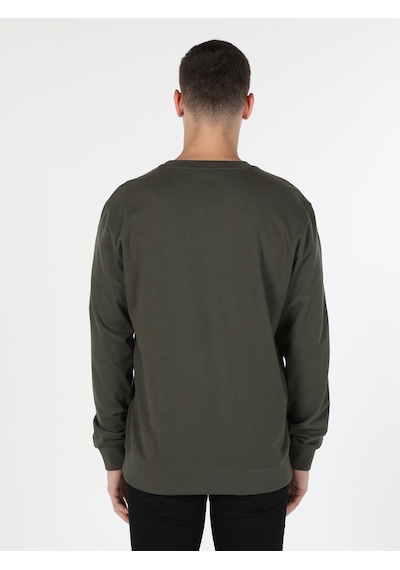 Colin's Regular Fit Baskılı Yeşil Erkek Sweatshirt CL1060127_Q1.V2_KHA Haki