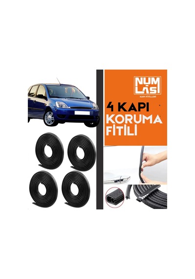Ford Fiesta 2002-2008 4 Kapı Koruma Fitili Siyah Renk Numlas-a Kalite-nm2489