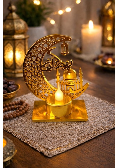 Gold Şamdan Pilli Led Işık, Askılı Fener Süsü Sarı Işıklar Peri Işıkları Aydınlatmalı Şerit Led Ramazan Çok Renkli