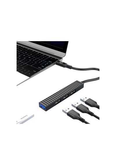 Piili Type-c - Usb 2.0 Çoğaltıcı Adaptör 4'ü 1 Arada Jt Hub002 Dönüştürücü Gri