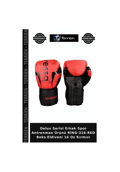 Delux Serisi Erkek Spor Antrenman Ürünü Ring-316-red Boks Eldiveni 16 Oz Kırmızı