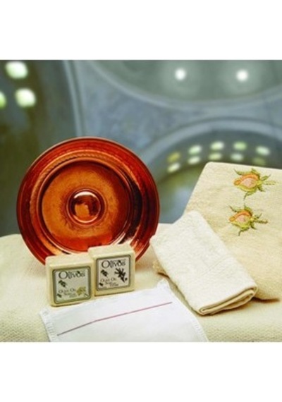 Bakır Hamam Taslı Çeyizlik Banyo Seti Bakır