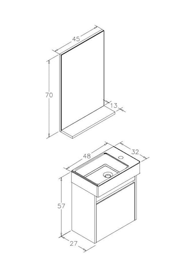 Orka Yedisu 45 Cm Mdf Parlak Siyah Mini Banyo Dolabı Takımı Siyah