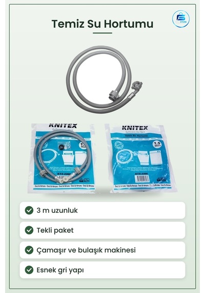 Temiz Su Hortumu Tekli 3 M Çamaşır Ve Bulaşık Makinesi Bağlantısı