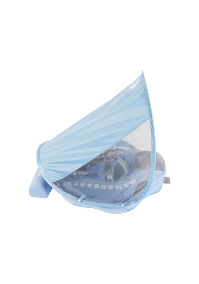 Mambobaby Yüzme Simidi - Classic Blue, Emniyetli, Gölgelikli Ve Ayak Destekli