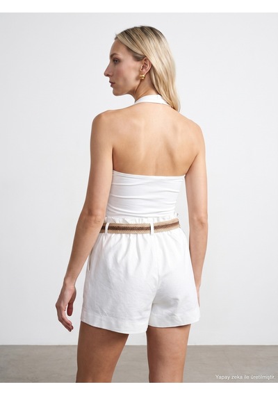 Dilvin 21268 Halter Top-ekru
