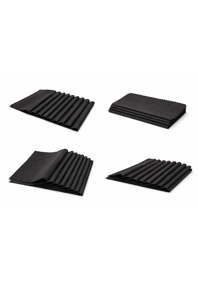 Gözlük Temizleme Bezi, Siyah, 10'lu Set, Mikrofiber Kumaş, Telefon Kamera Tablet Ekran Temizleme
