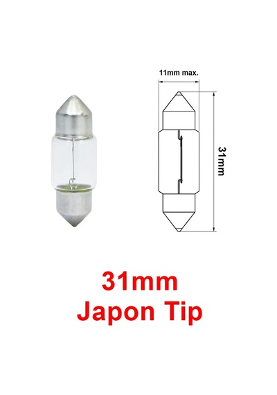 Japon Tip Sofit Ampul Şeffaf İç Aydınlatma Plaka Lambası C10w 12v 10w 31mm 1 Adet