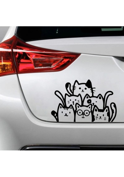 Sevimli Kediler Oto Özel Yeni Stickerı Siyah 21 32 Cm