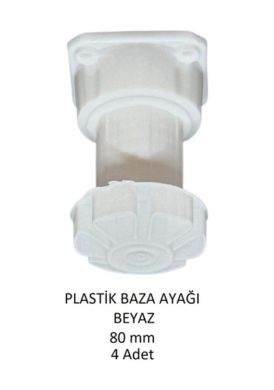 Plastik Baza Ayağı, Beyaz, 8 Cm 4 Adet Beyaz