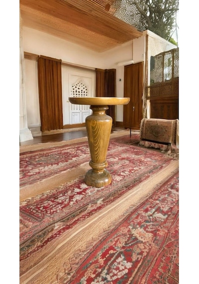 Simillo Wooden Ahşap Tekli Mantar Yan Sehpa Modern Koyu Ceviz Renkli Fiskos Kod:trd10748 Kahverengi