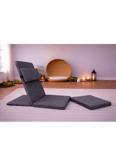 Ayrılabilir Çift Minderli İlave Destek Yastıklı Backjack Meditasyon Sandalyesi Yoga, Nefes Sandalyesi Antrasit