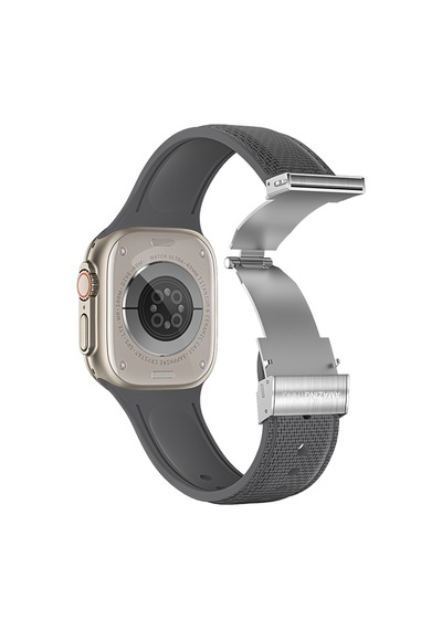 Watch 40mm Amazingthing Titan Swift Deri Dokulu Silikon Kordon Gri