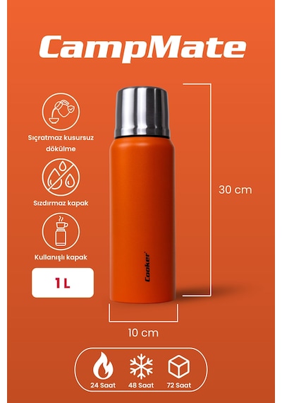 Cooker Campmate 1 Litre Paslanmaz Çelik Termos Ckr2081 Turuncu