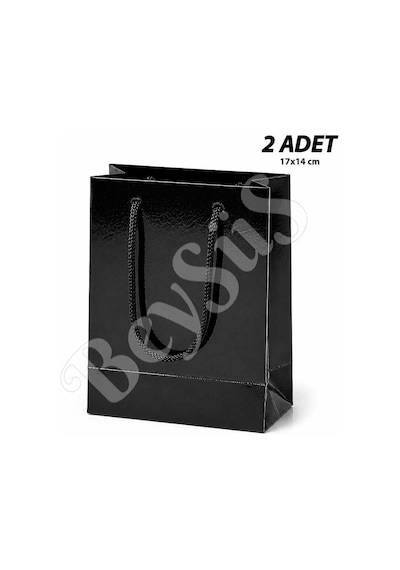 17x14 Cm Parlak Kağıt Çanta Siyah 2 Adet Tüm Yaşlar