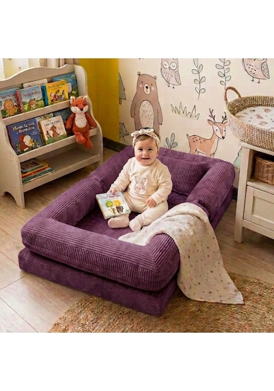 Miniwood Montessori Yatak Oyun Alanlı Bebek Yer Yatağı Sünger Çocuk Karyola 96 x 150 CM