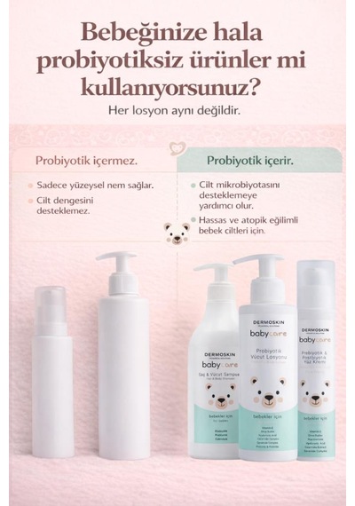 Babycare Bebek Saç Ve Vücut Şampuanı Bakım Seti Bitkisel Probiyotikli Koruma Sistemi 3'lü Set 3 X 500 Ml
