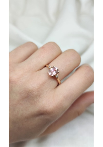 Morganite Yan Taş Pırlanta Yüzük- Ak1258