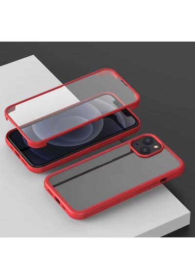 Noktaks - Apple Uyumlu iPhone 11 Pro - Kılıf Kendinden Ekran Koruyuculu 360 Ön Arka Ful Koruma Kapak - Kırmızı Kirmizi