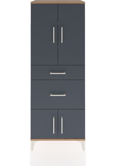 Hyperion Dolap 3 Raflı 2 Çekmeceli 4 Kapaklı 60x44x163 Çam-antrasit Atlas Çam