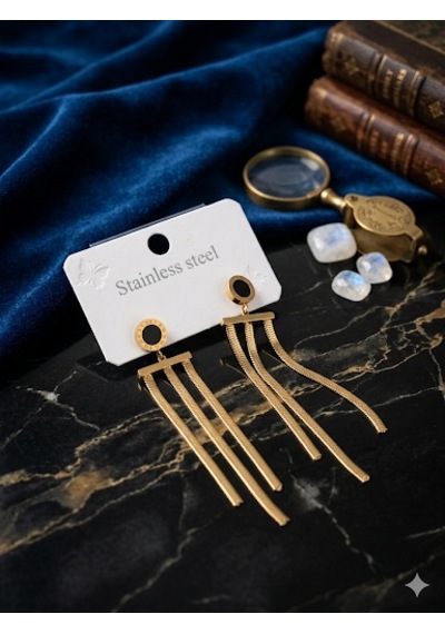Çelik Küpe 97 Altın Işıltılı Stil Model 399b5a Çok Renkli