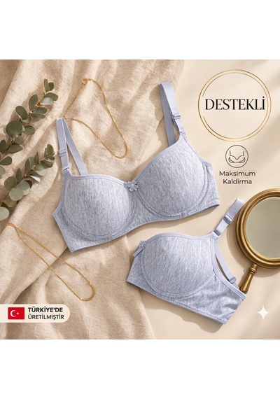 Wınneraın Kadın Gri Destekli Dolgulu Balenli Sütyen