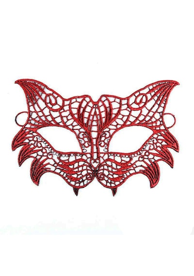 Kırmızı - 906 - Dantel Masquerade Maskesi - Spt-gld - 8 No