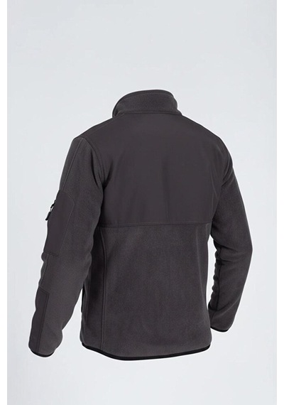Vatan Tekstil Slim Fit Erkek Tam Fermuarlı Dik Yaka 4 Cepli Polar Softshell Garnili Gri