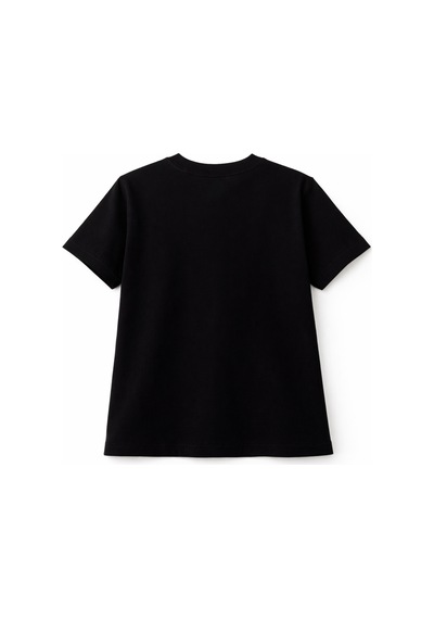 Mixray 2056 Kadın %100 Pamuk Kalp Nakışlı Bisiklet Yaka T-shirt Siyah Siyah