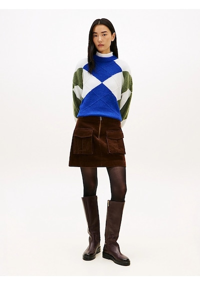 Tommy Hilfiger Alpaca Blend Argyle C-nk Ls Swt Kadın Mavi Kazak - Ww0ww47464 Mavi