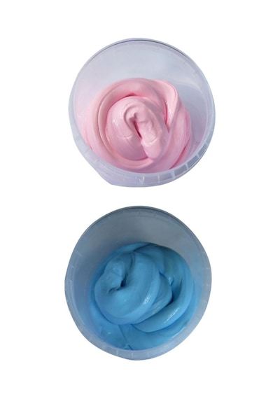 Ele Yapışmayan Pembe-mavi Slime 2 Li Pofuduk Slaym Oyun Hamuru