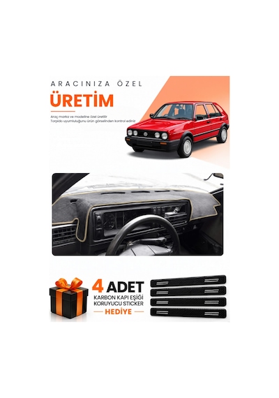 Volkswagen Golf 2 1983-1992 Uyumlu Torpido Koruma Örtüsü Oto Kılıfı - Siyah Bej
