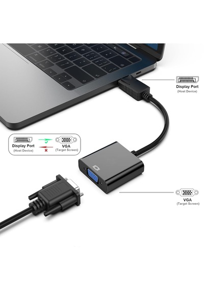 Daytona Zr140 Displayport To Vga Çevirici Dp Erkek Kadın Vga Monitör-pc Dönüştürücü Görüntü Kablosu