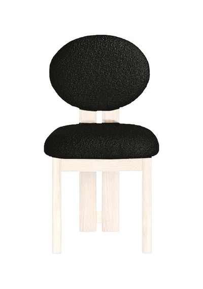 Coco İskandinav Teddy Natural Ahşap Bohem Sandalye Beyaz - Antrasit