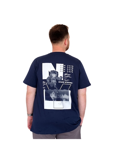 Mode Xl Büyük Beden Erkek T-shirt Bisiklet Yaka Space U25018 İndigo İndigo