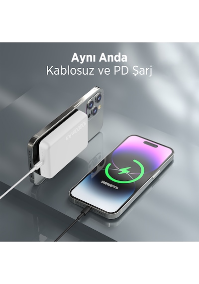 Bix PB112 10000 mAh 15 W Kablosuz Şarj Destekli Powerbank Beyaz