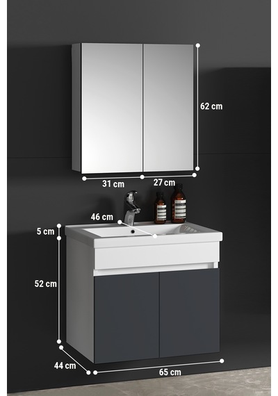 Çiğdem 65 Cm Beyaz-füme Balon Mdf Seramik Lavabolu Asma Banyo Dolabı Takımı Beyaz - Füme Çiğdem 65 Cm Beyaz-füme Balon Mdf Seramik Lavabolu Asma Banyo Dolabı Takımı Beyaz - Füme