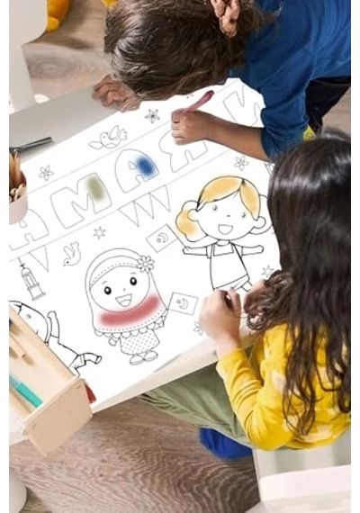 Ramazan Temalı Dev Boyama Kağıdı, 5 Metre Uzun, Çocuklar İçin