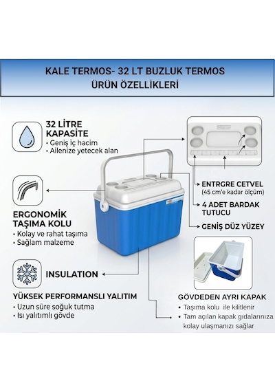 32 Lt Buzluk Termos 1015 Cooler Box -10 Mavi