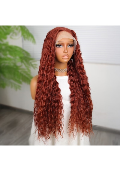 Afro Dalga Koyu Bakır Fiber Sentetik T Tül Peruk - Zmff-582367 Renkli