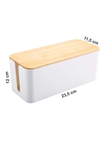 Greentech Kablo Düzenleme Kutusu Bambu+beyaz Renk-küçük Boy Gt-pk01