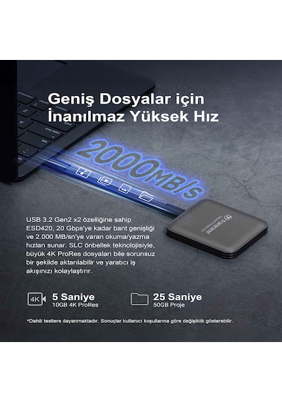 Transcend Ts1tesd420g 1tb, Usb,type C, 20gbps, 2000mb/s Magsafe Taşınabilir Harici Ssd - Gold