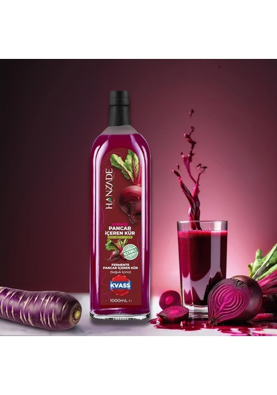 Hanzade Bitkisel Pancar Kvass Fermente Kırmızı Pancar İçeren Kür 1 Litre X 2 Adet Cam Şişe