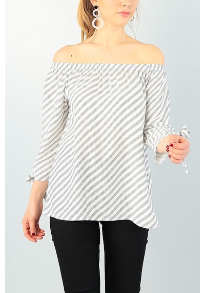 As Collection Krem Bağlamalı Kol Dokuma Kadın Bluz 001 As Collection Krem Bağlamalı Kol Dokuma Kadın Bluz 001