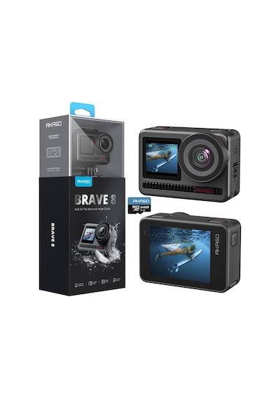 Akaso Brave 8 Aksiyon Kamerası, 4k60 Fps 48 Mp Wifi Su Altı Kamerası, Supersmooth Sabitleme, Dokunmatik Ekran, 150
