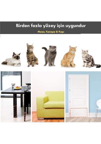 Kedi Caydırıcı Eğitim Bandı, Mobilyalar Için Tırmalamaya Karşı Önleyici, %100 Şeffaf10 Cm X 10 Mt