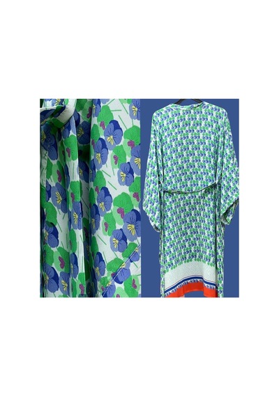 Lila Mare Çiçekli Kimono Renkli Renkli