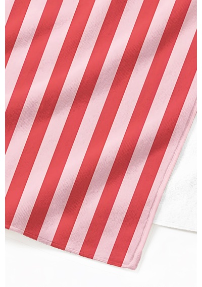 Çizgili Pembe Kırmızı Plaj Havlusu - Modern Marin Stil Havuz Deniz Hızlı Kuruyan Mikrofiber Havlu Sisli Deniz