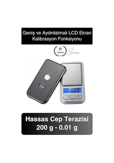 Premium Pilli Mini Hassas Cep Terazisi Tartı 200 G Kapasite 0.01 G Kuyumcu Tartısı Kılıflı Kalibre Çok Renkli